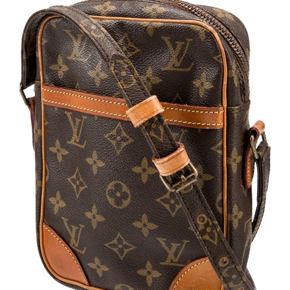 Louis Vuitton Vintage Crossbody Purse Brown Leather Monogram Canvas - Picture 2 of 9